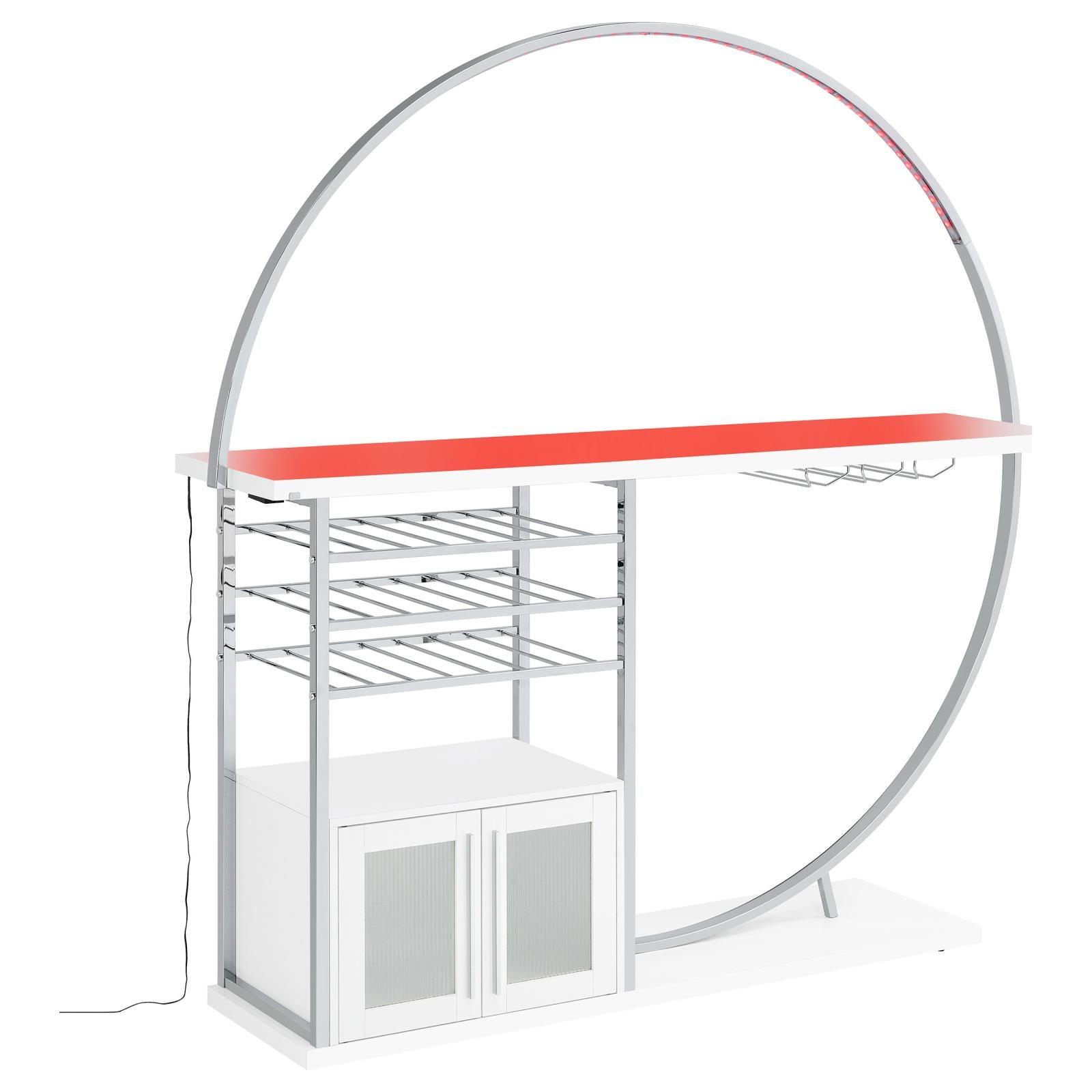 Risley bar with wine bottles on metal racks