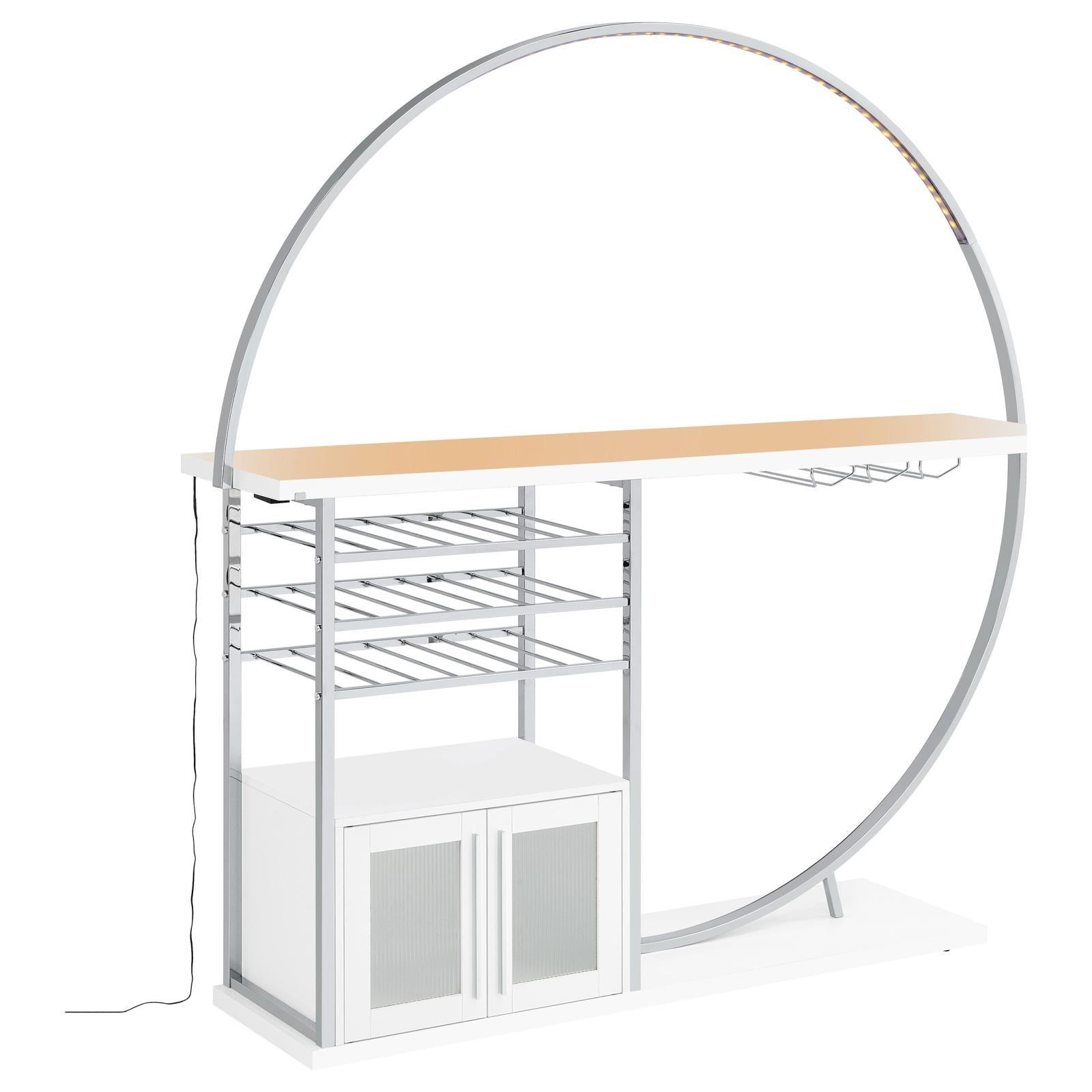 Risley bar with stemware hanging from built-in rack