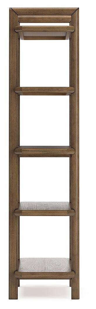 Roanhowe 71-inch bookcase corner detail