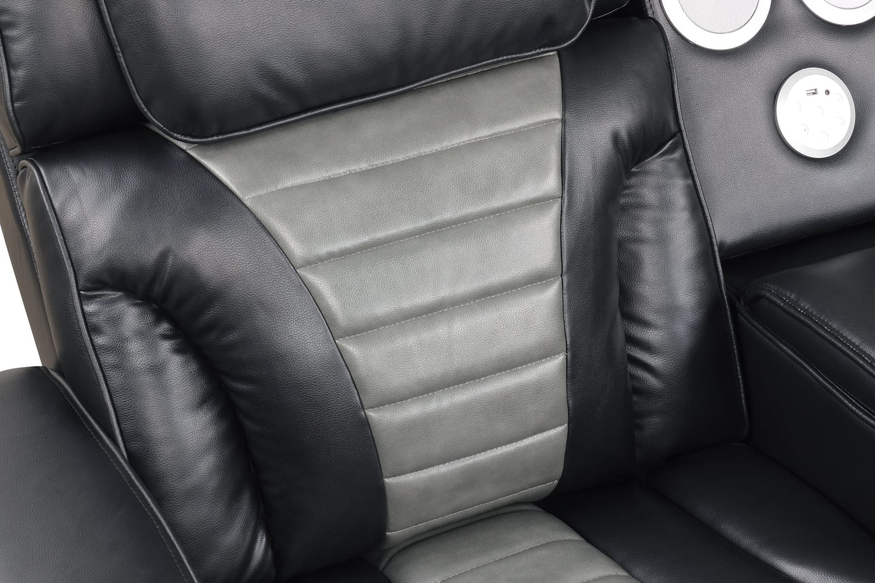 Robin Black Air Leather Power Reclining Sectional with Bluetooth and USB view 3