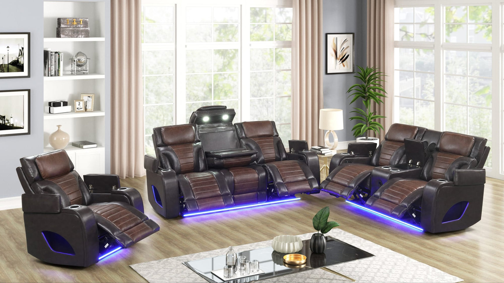 Robin Brown Air Leather Reclining 3-Piece Living Room Set from Decor Furniture