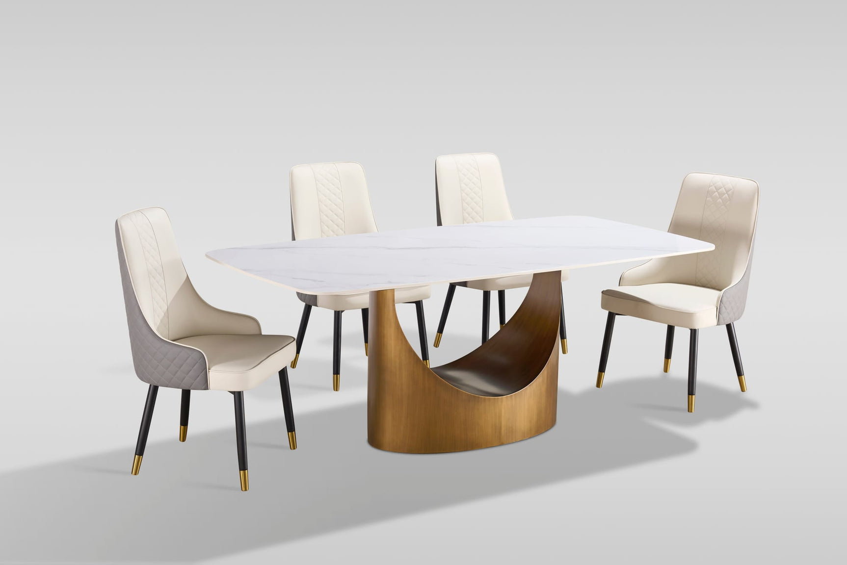 Roxy White and Bronze 5 or 7-Piece Dining Set with Sintered Stone Table and Toni Chairs view 2