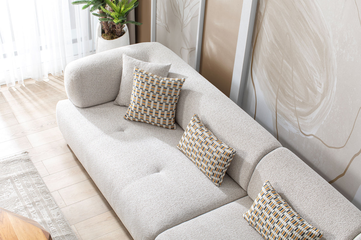 room view of Jenna Ivory 3-Piece RAF sectional sofa in living room