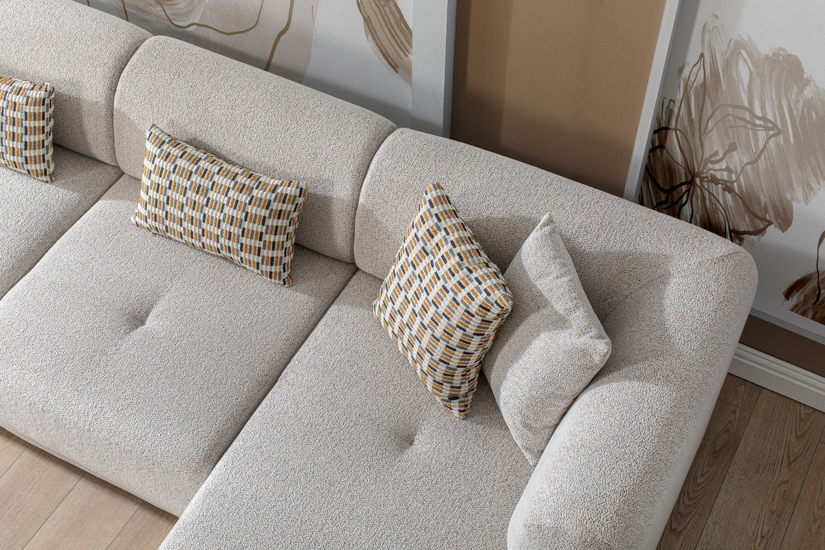 main view of Jenna Ivory 3-Piece RAF sectional sofa