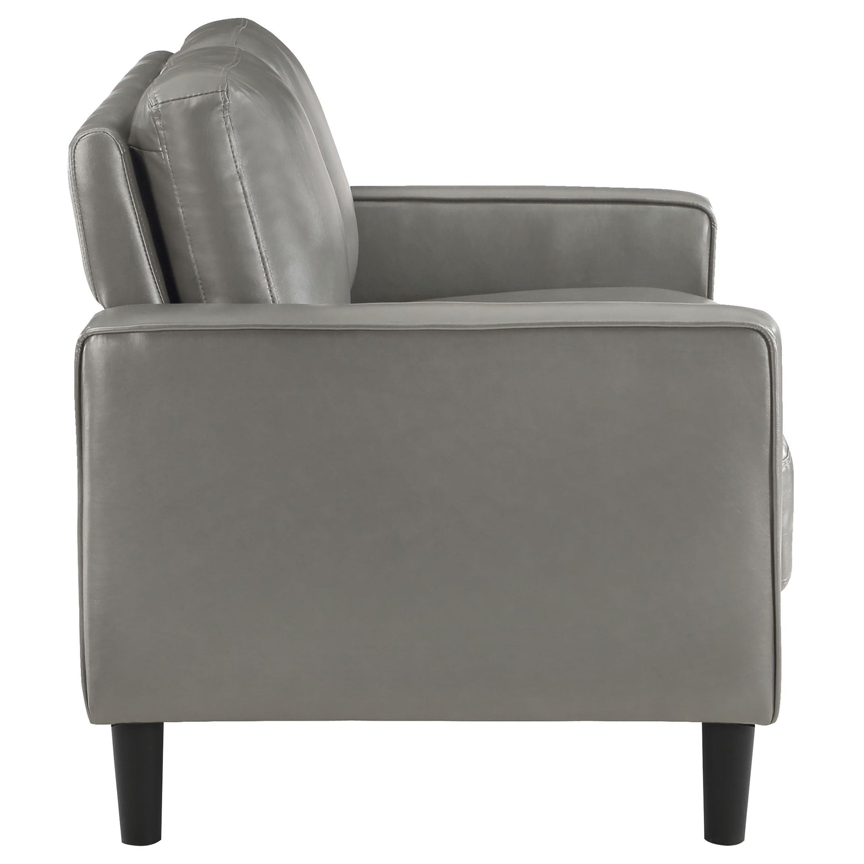 Main shot of full Ruth Sofa Set in grey faux leather