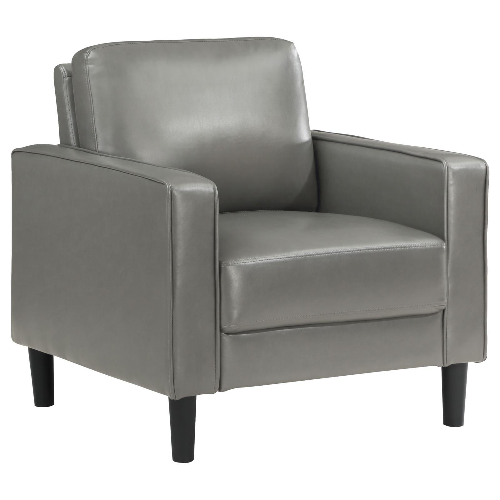 Grey Upholstered Track Arm Accent Chair front angle