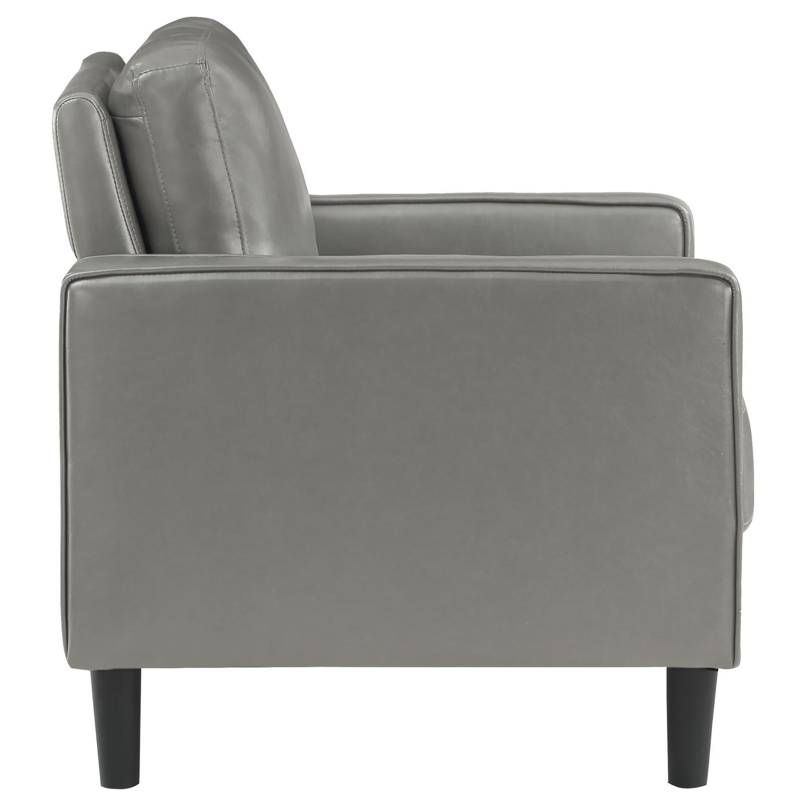 Full view of Ruth Grey Accent Chair in living space