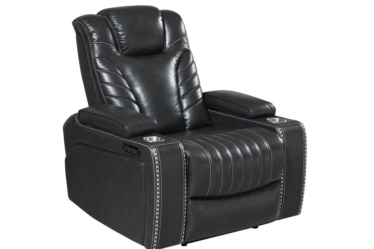 Side profile of loveseat showing reclining feature