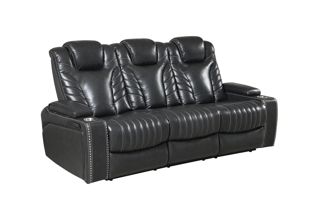Zeus Grey power reclining recliner angled