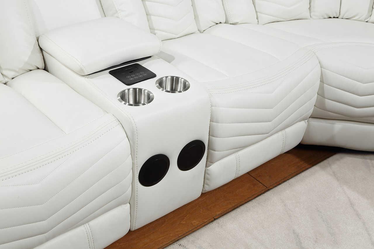 Lucky Charm sectional showing left reclining loveseat with LED and Bluetooth