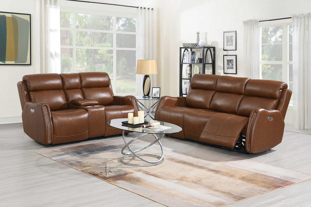 Victor Light Brown Leather Match Power Reclining Recliner side view