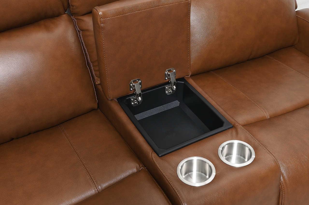 USB charger and power outlet on Victor sofa console