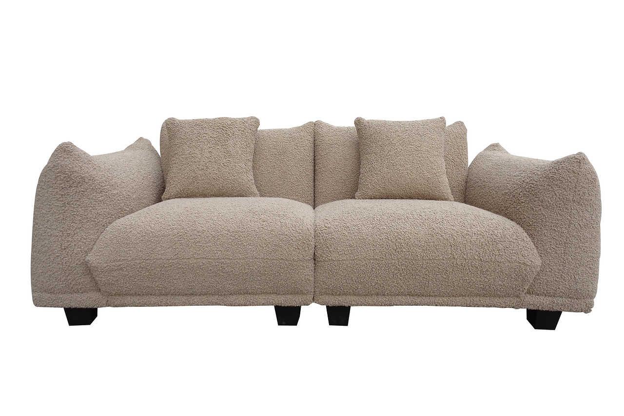 Side angle showing seating cushions