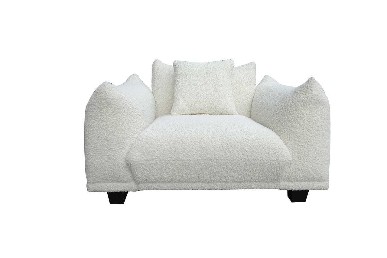 Side perspective of Homey White living room set