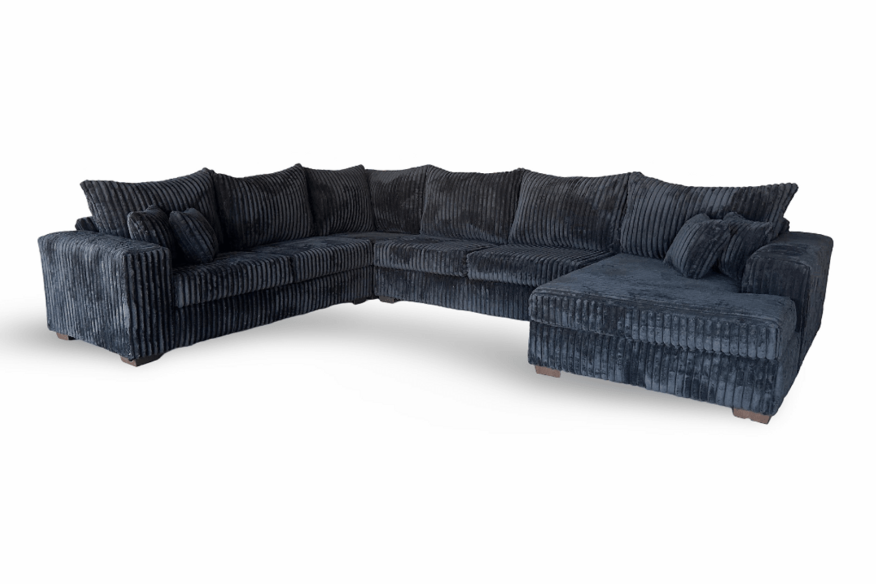 Texan Midnight Blue sectional sofa side angle