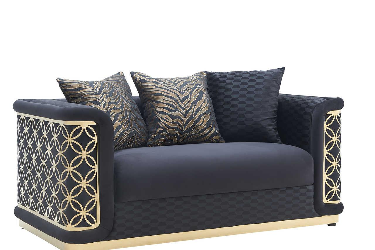 Riya Black Living Room Set front angle