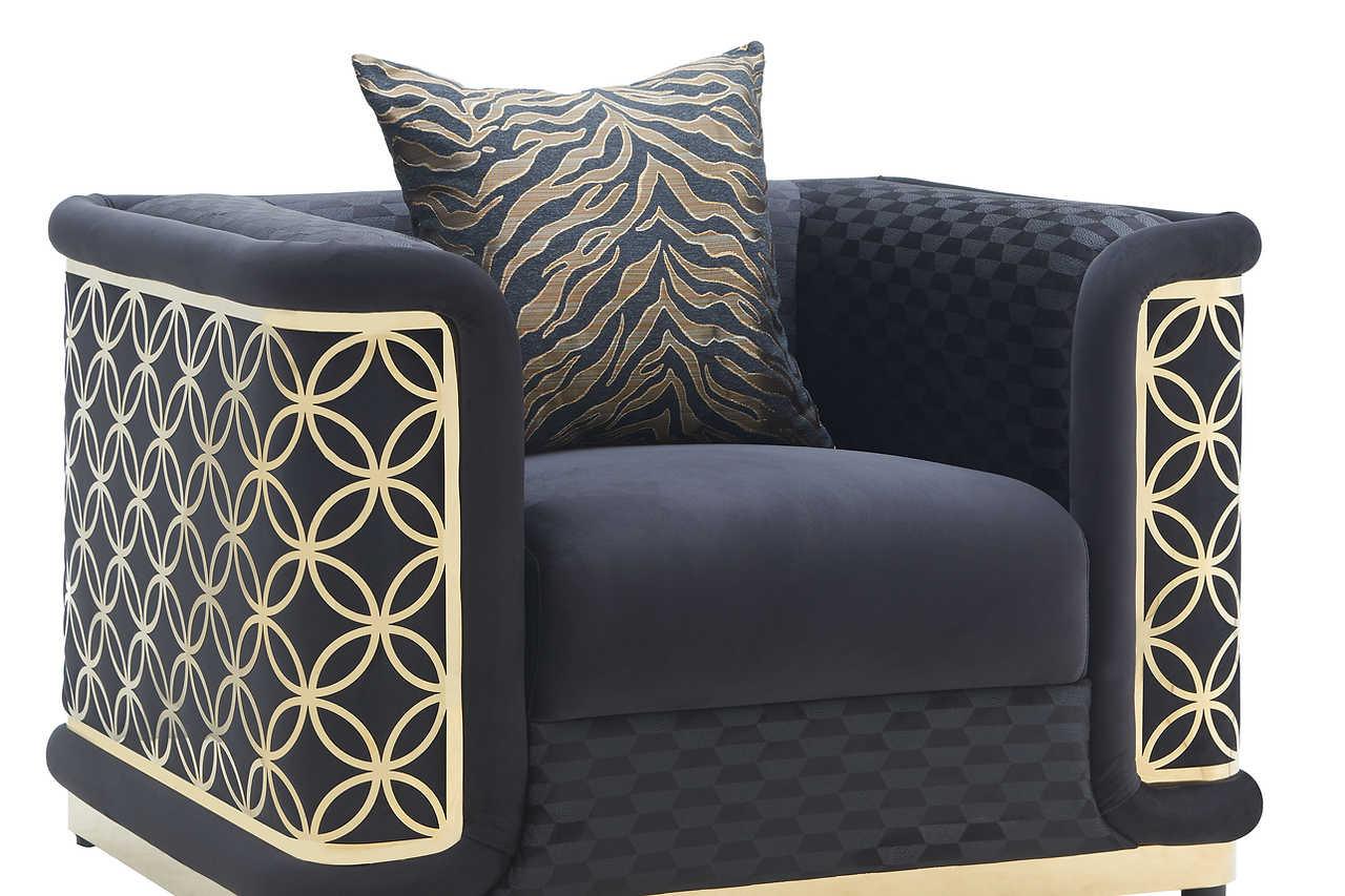 Riya Black Living Room Set side angle