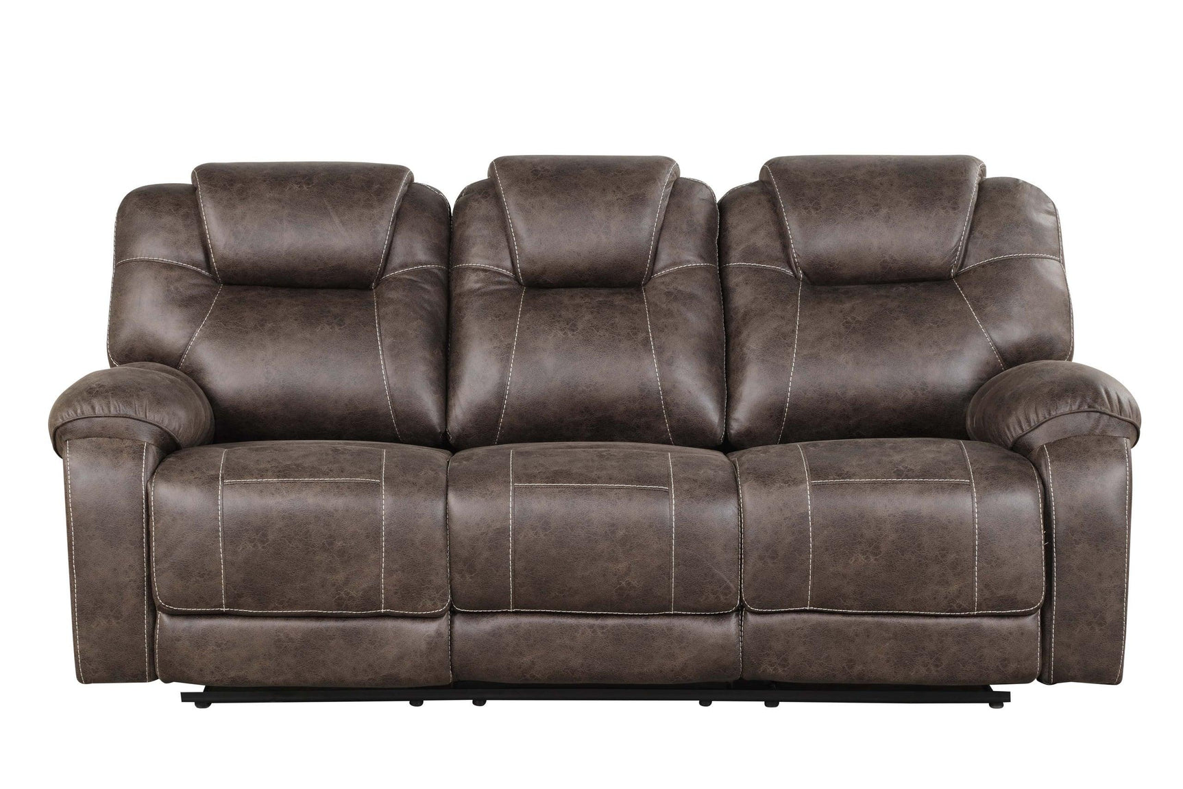 Madrid Chocolate Rustic Leather 3-Piece Reclining Set recliner detail