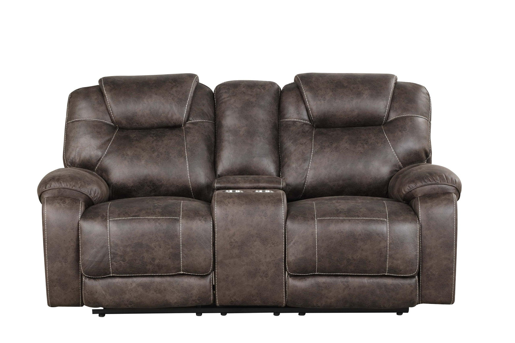 Madrid Chocolate Rustic Leather 3-Piece Reclining Set sofa view