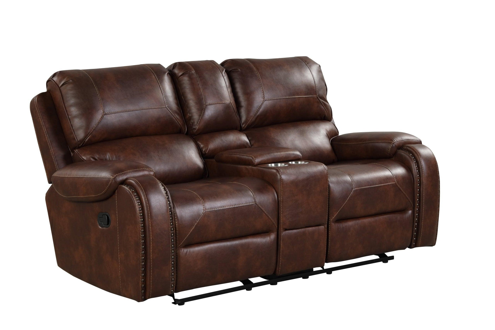 Rocker Swivel Recliner in Rust Leather Gel