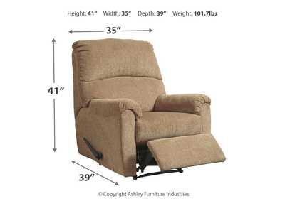 Nerviano Mocha Zero Wall Metal Polyester Contemporary Modern Recliner - Ella Furniture