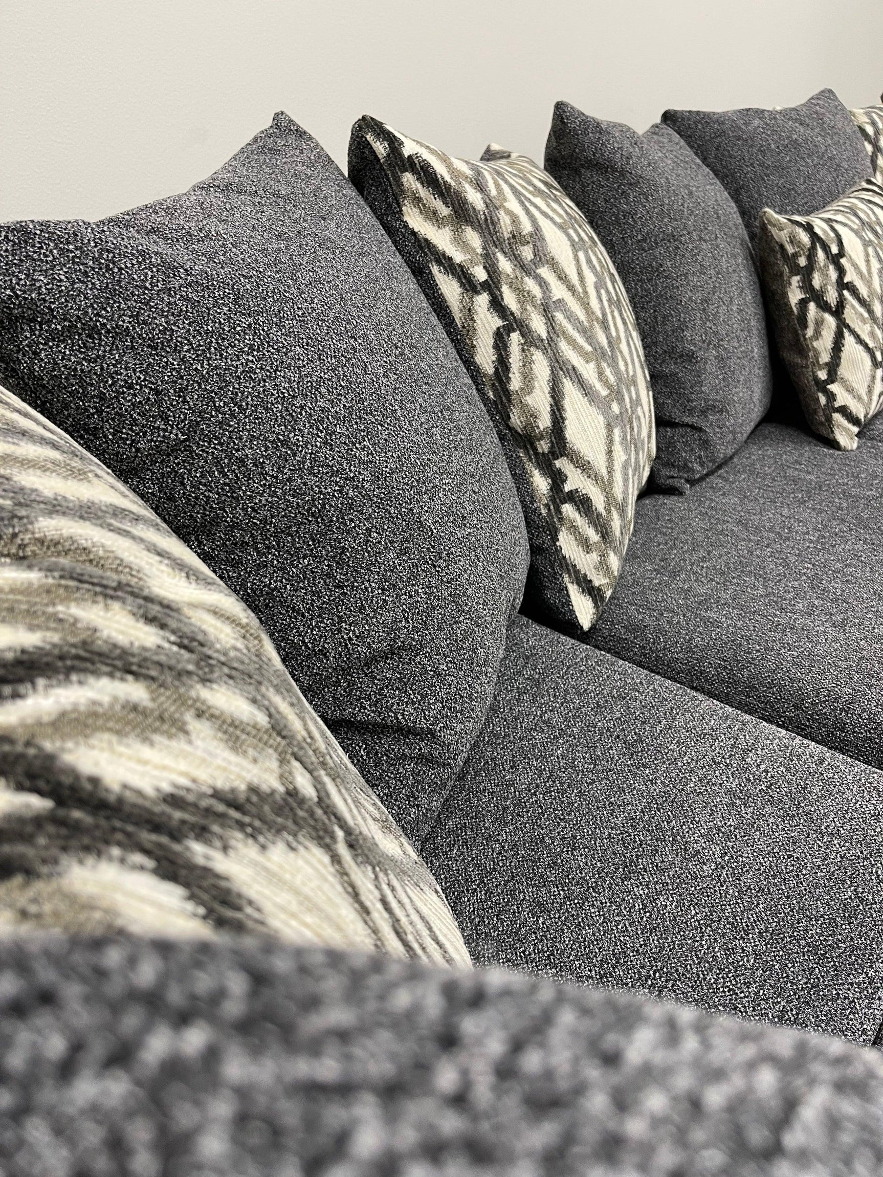 steel legs chenille fabric sectional sofa side view