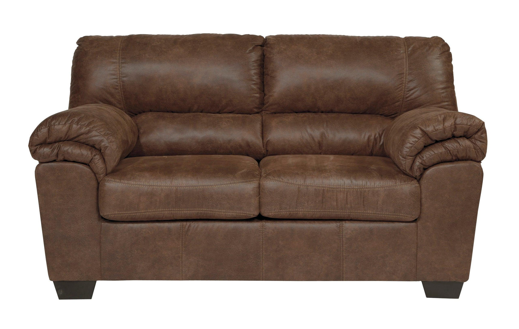 Detail of Ashley Bladen coffee faux leather upholstery on sofa set