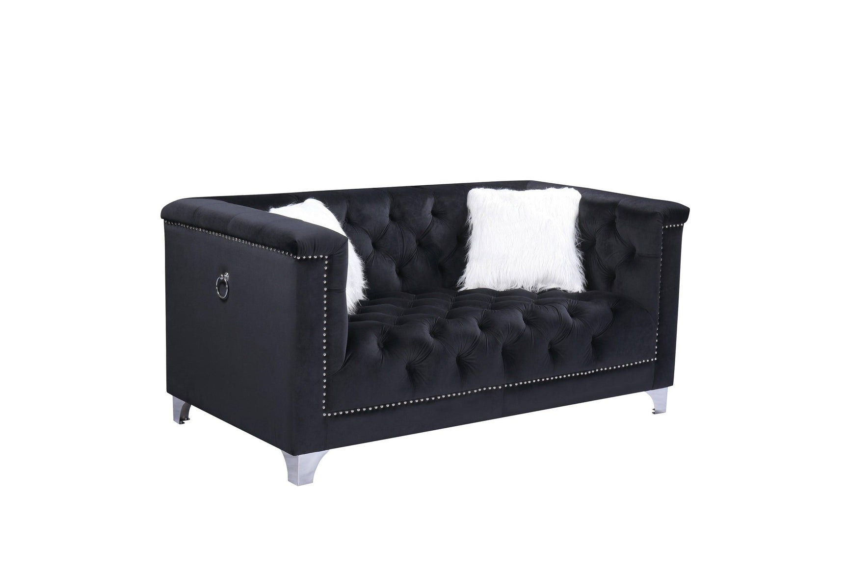 Prince Black Velvet Tufted Upholstered Living Room Set alternate main view