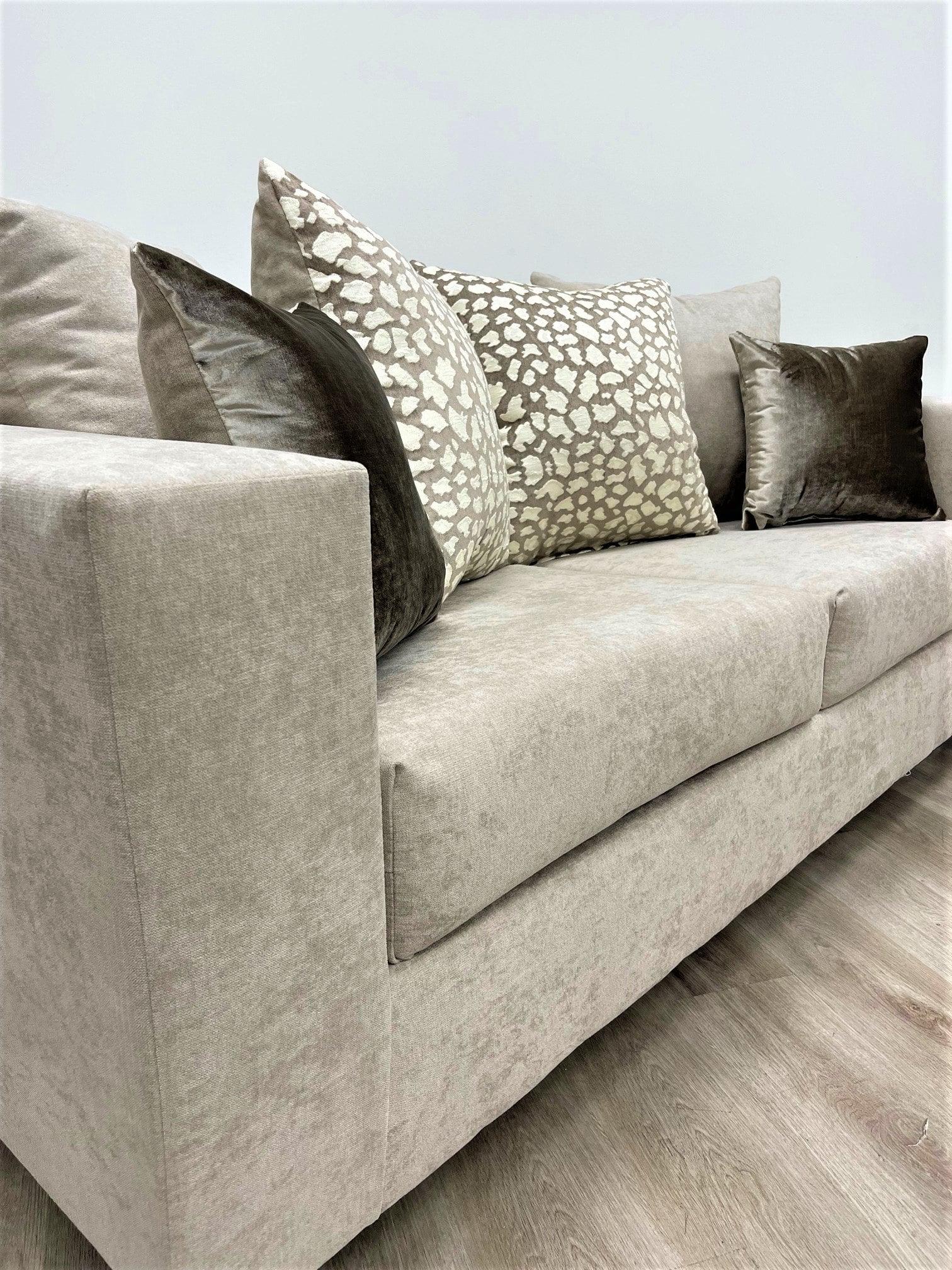 Hollywood Beige Modern Contemporary Solid Wood Velvet Fabric Upholstered Sofa & Loveseat - Ella Furniture