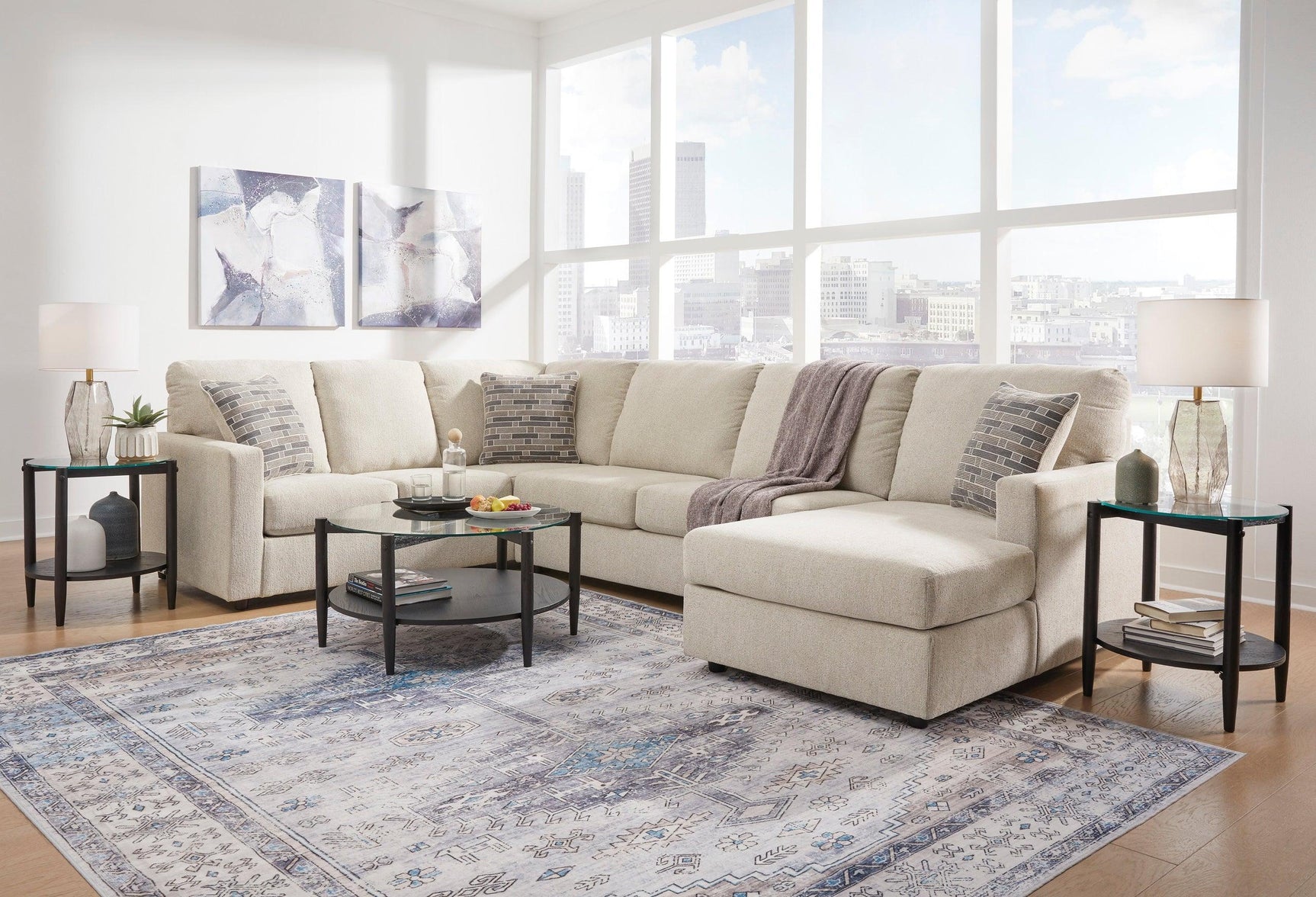 main view of Ashley Edenfield Fabric Upholstered Sectional sectional sofa