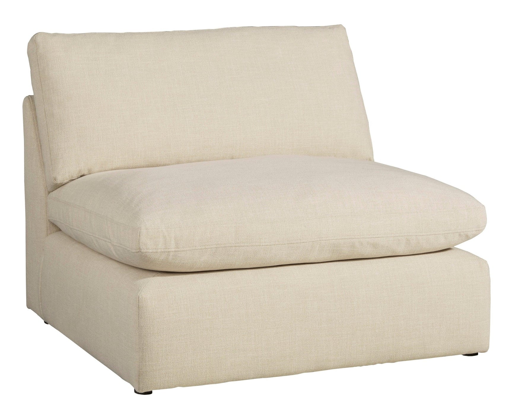 detail view of linen feather fiber blend oversized sectional sofa cushions