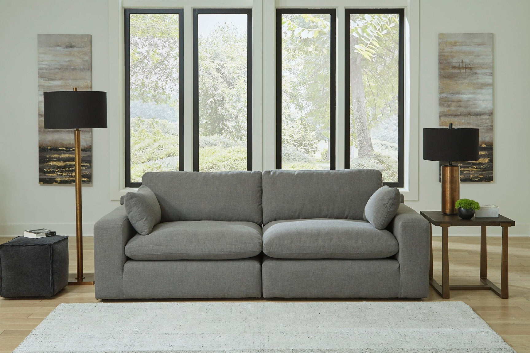 Elyza Gray Modern Contemporary Traditional Sleek Fabric Sectional Oversized, High Quality Sofaloveseat - Ella Furniture