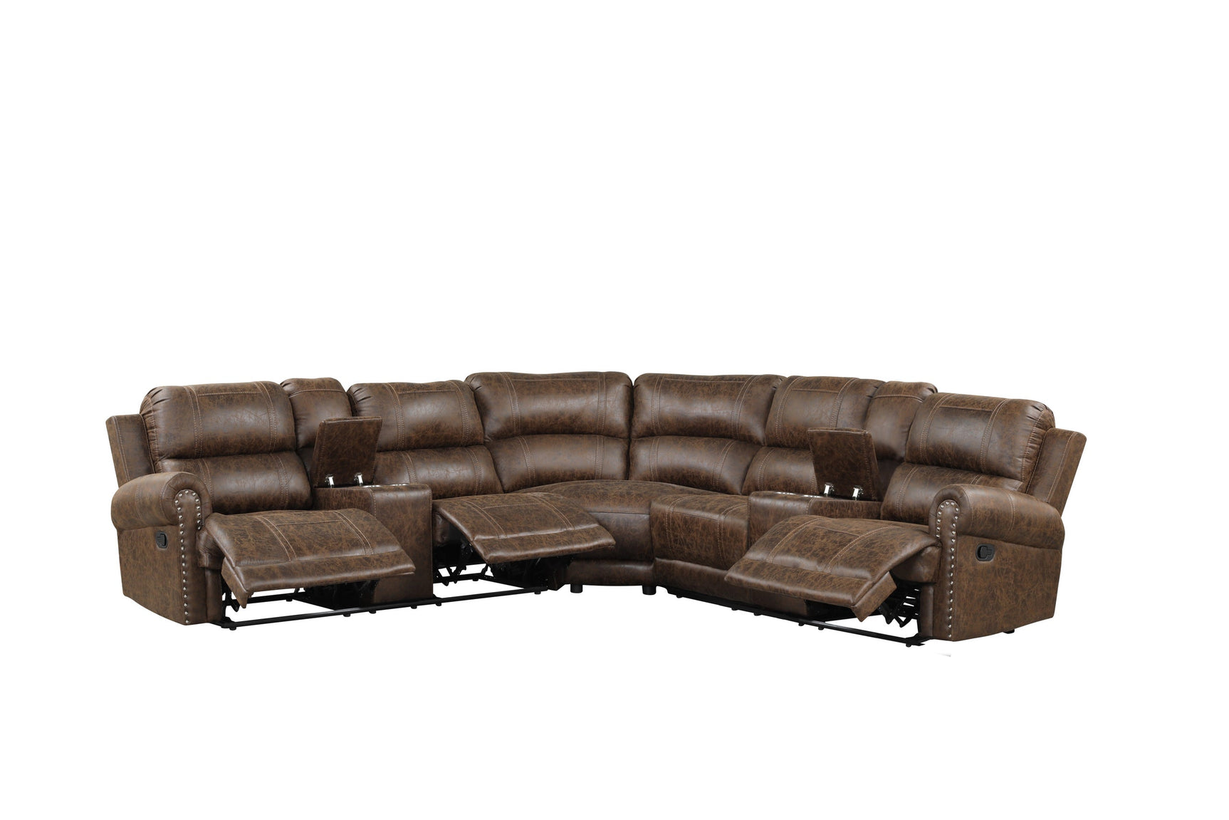 Carrol Oversized Reclining Sectional side view showing recliners and console