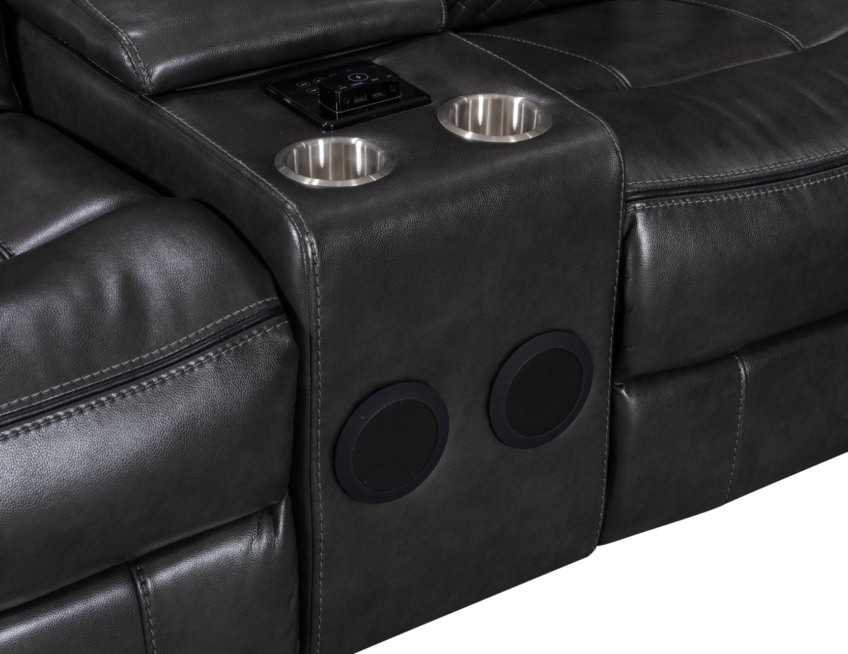 Alexa2023 Grey Reclining Sectional sofa side angle