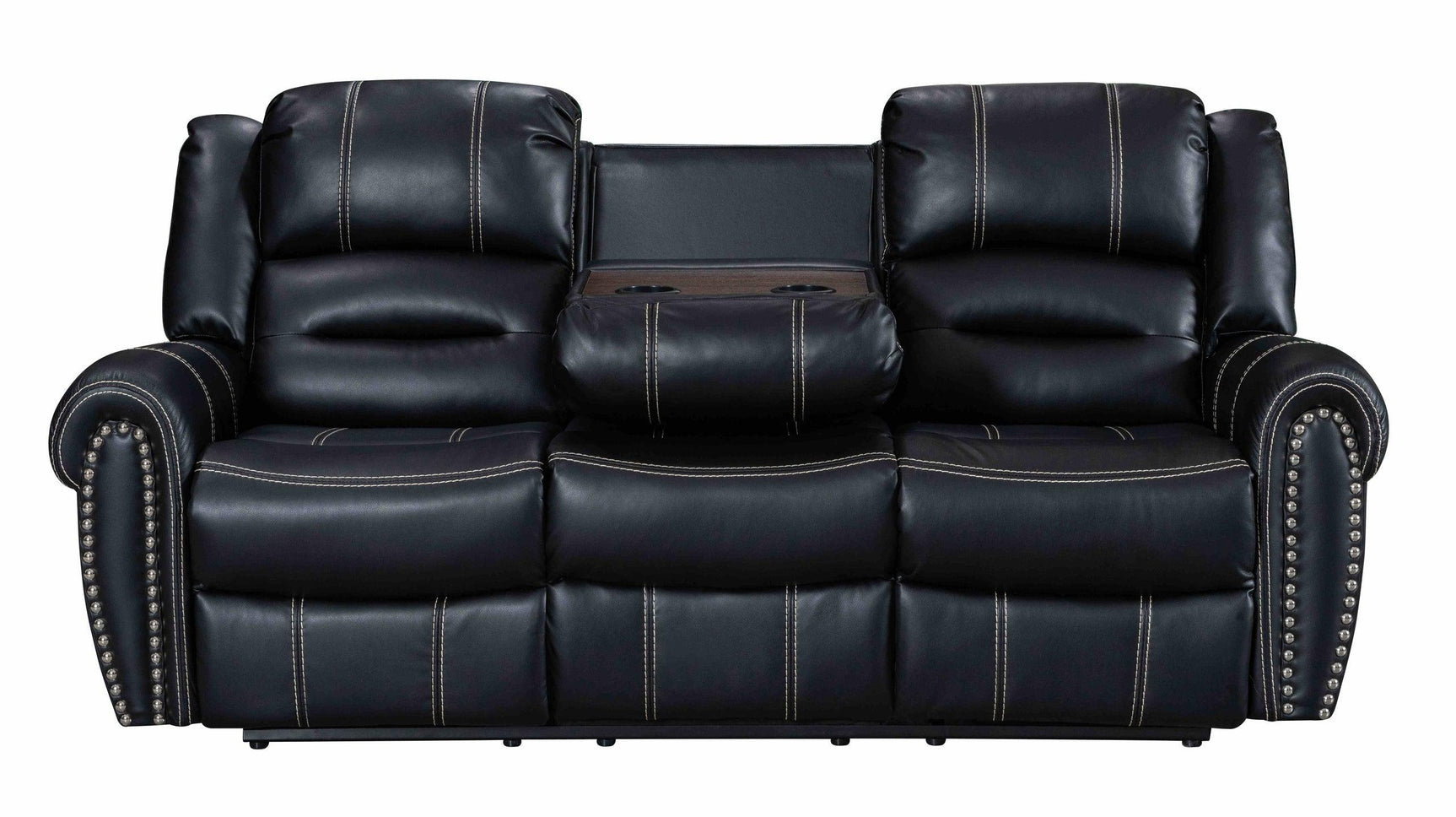 Lexington2023 Black Faux Leather Reclining Loveseat angle view