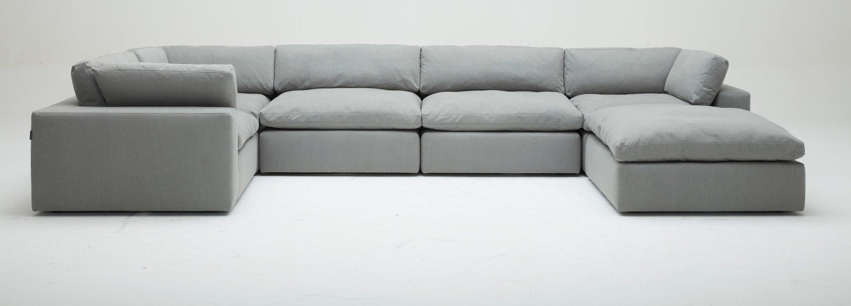 Close-up detail of XL Cloud Gray Sectional Sofa cushion