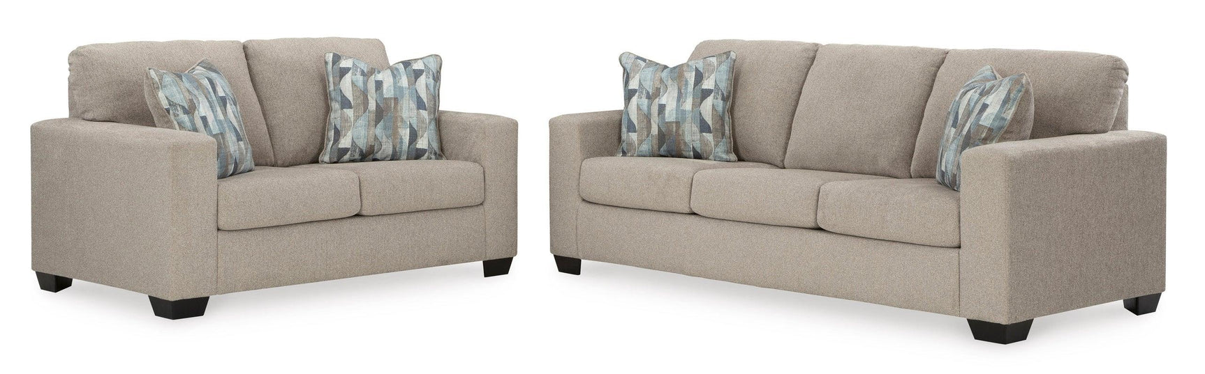 Ashley 512-04 Living Room Set loveseat side view with accent pillows
