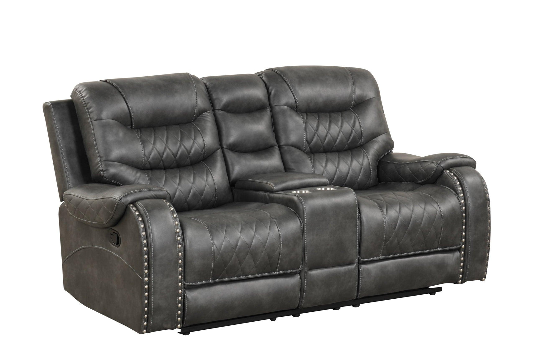Ashley2003 charcoal leather gel recliner with glider feature