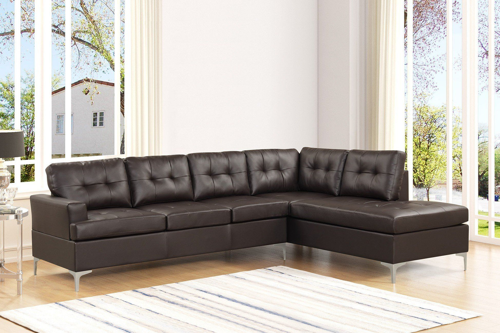 Vintage Espresso sectional sofa main view with right chaise lounge