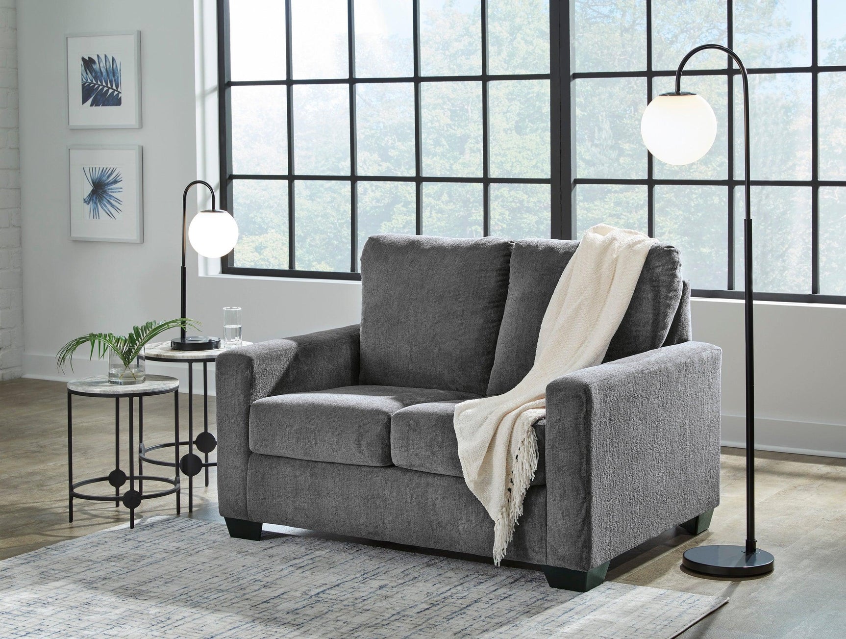 Ashley 5360237 Pewter Twin Sofa Sleeper side angle