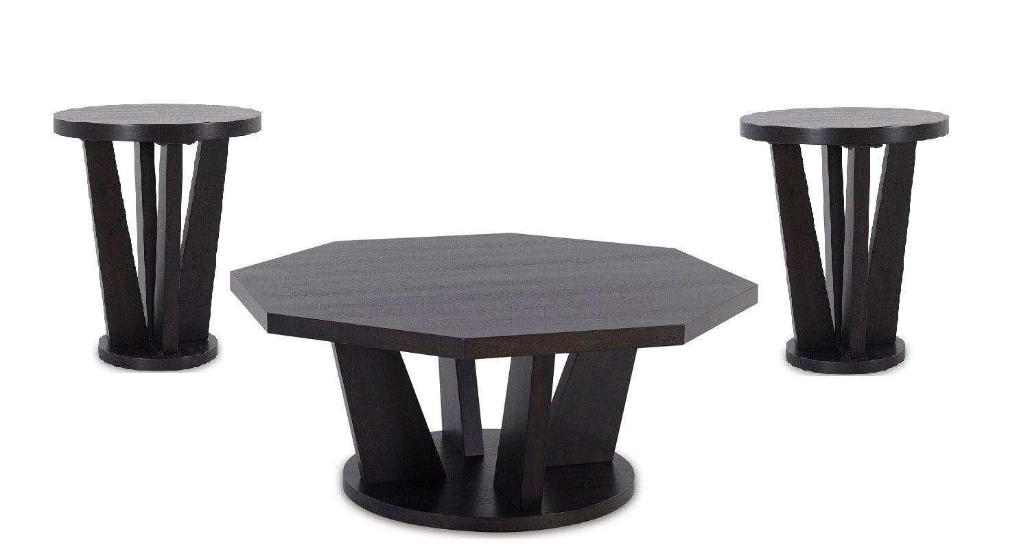 Chasinfield Occasional Table Set coffee table front angle in dark brown