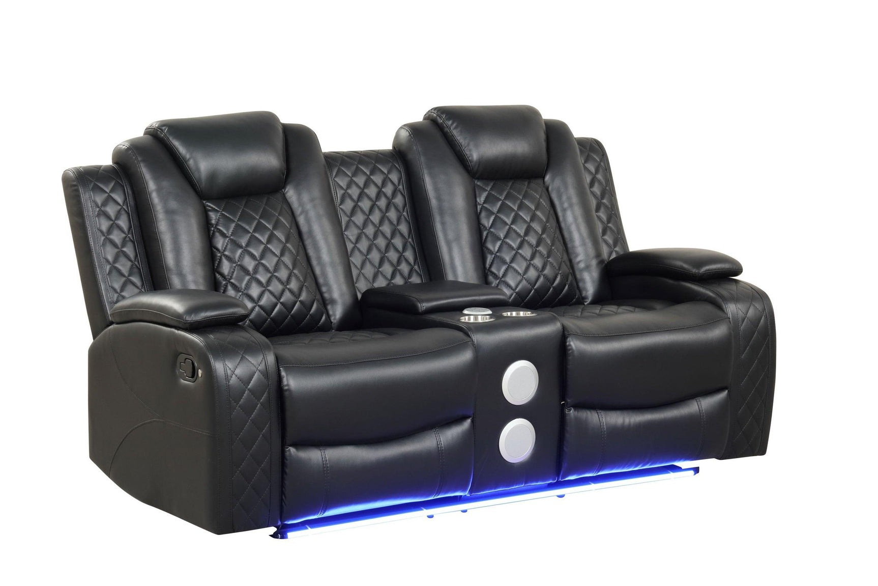 Luz Black Reclining Sofa top angle