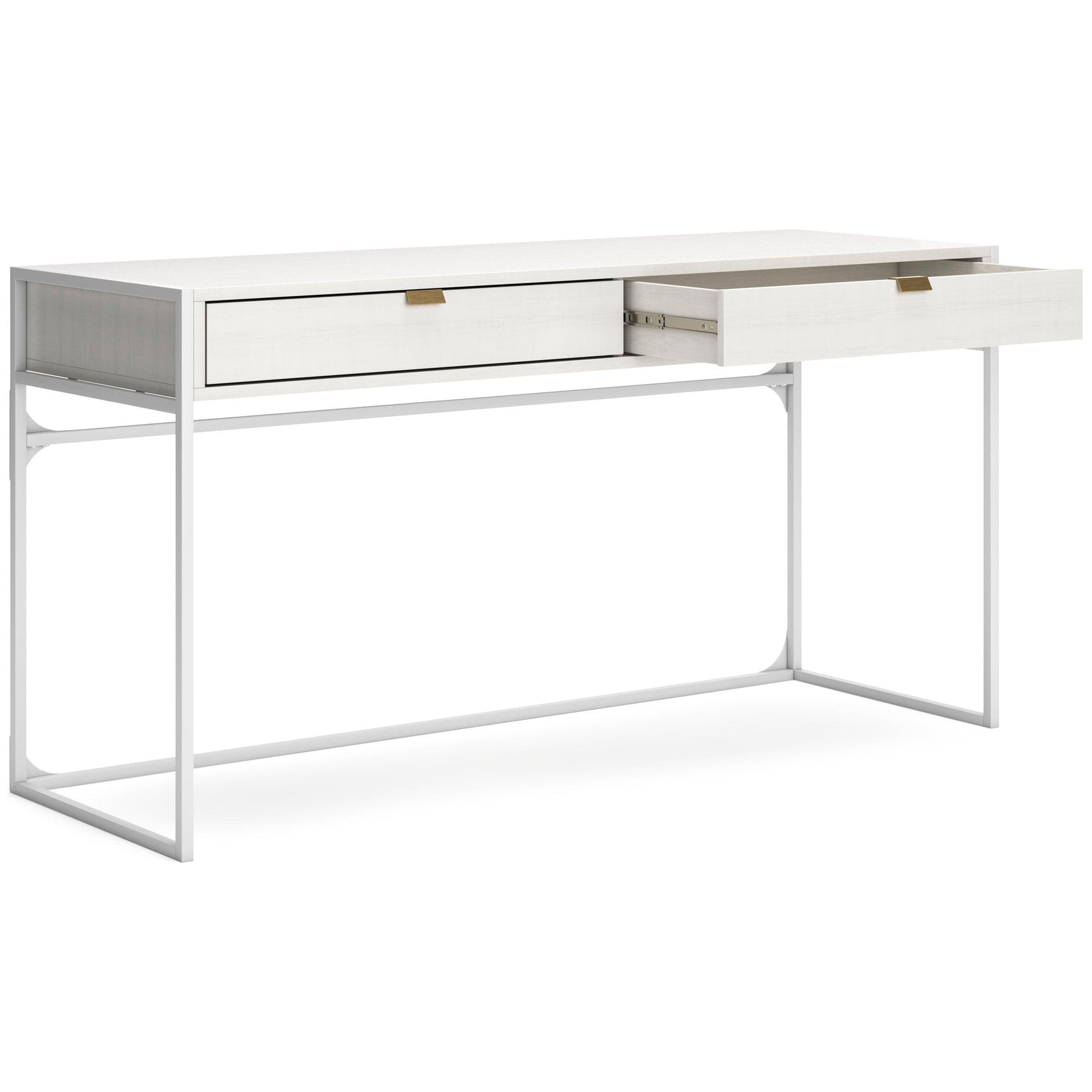 Harlow white office desk side angle