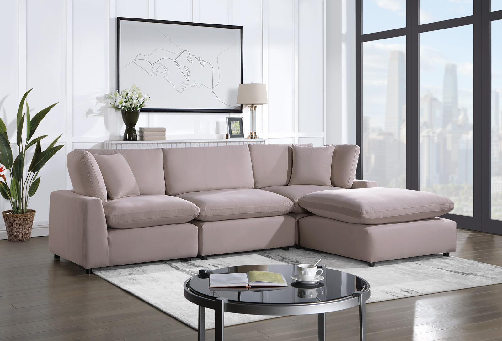 Sky Rose Velvet Modular Sectional sofa - main front view