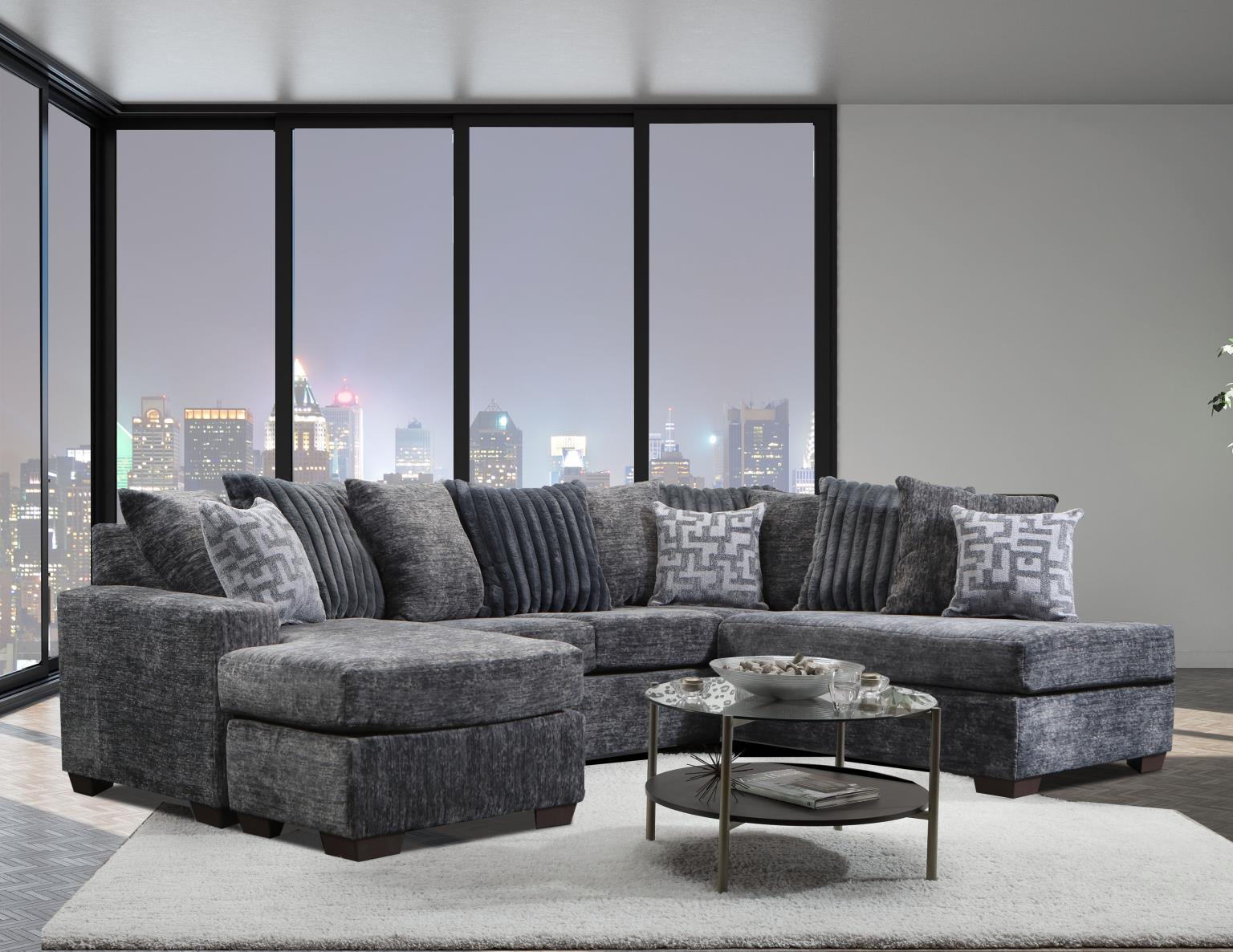 Front view of Flowy Galactic Charcoal sectional sofa