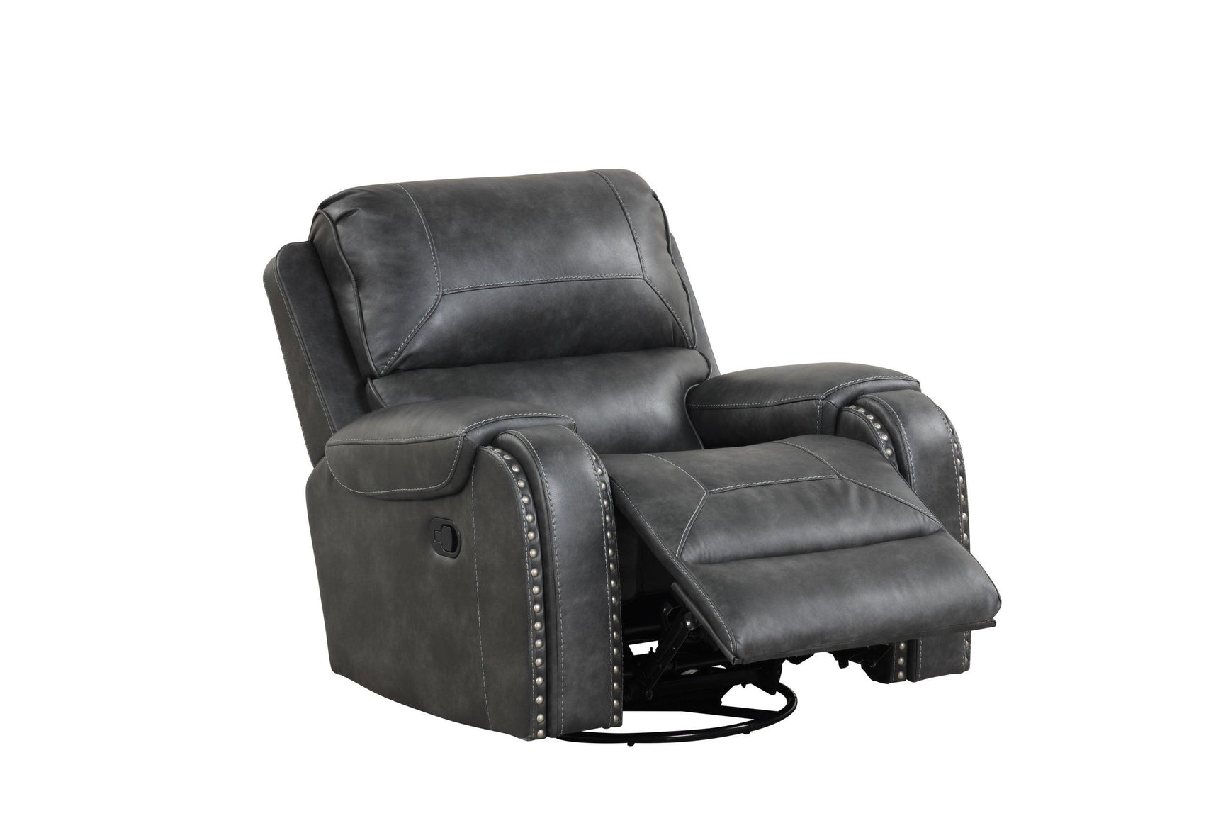 Detailed view of Titan reclining set hardware and texture