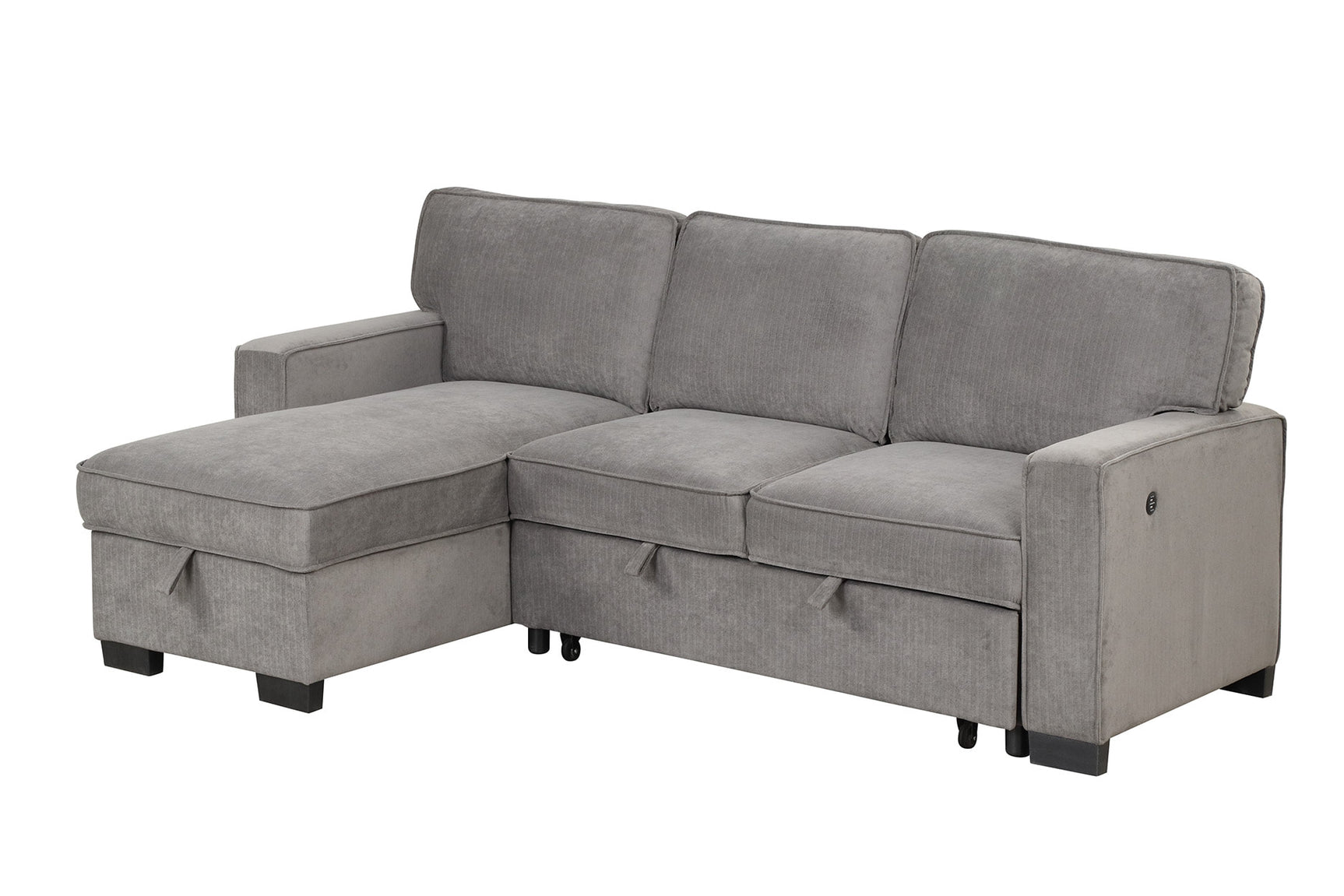 Living room view of Marcos Grey sectional sofa setup