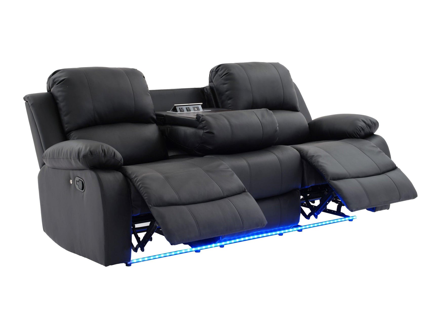 Daytona Black reclining sofa angled view