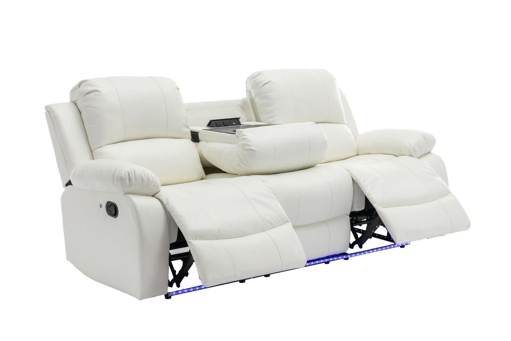 Daytona White Reclining Sofa close-up