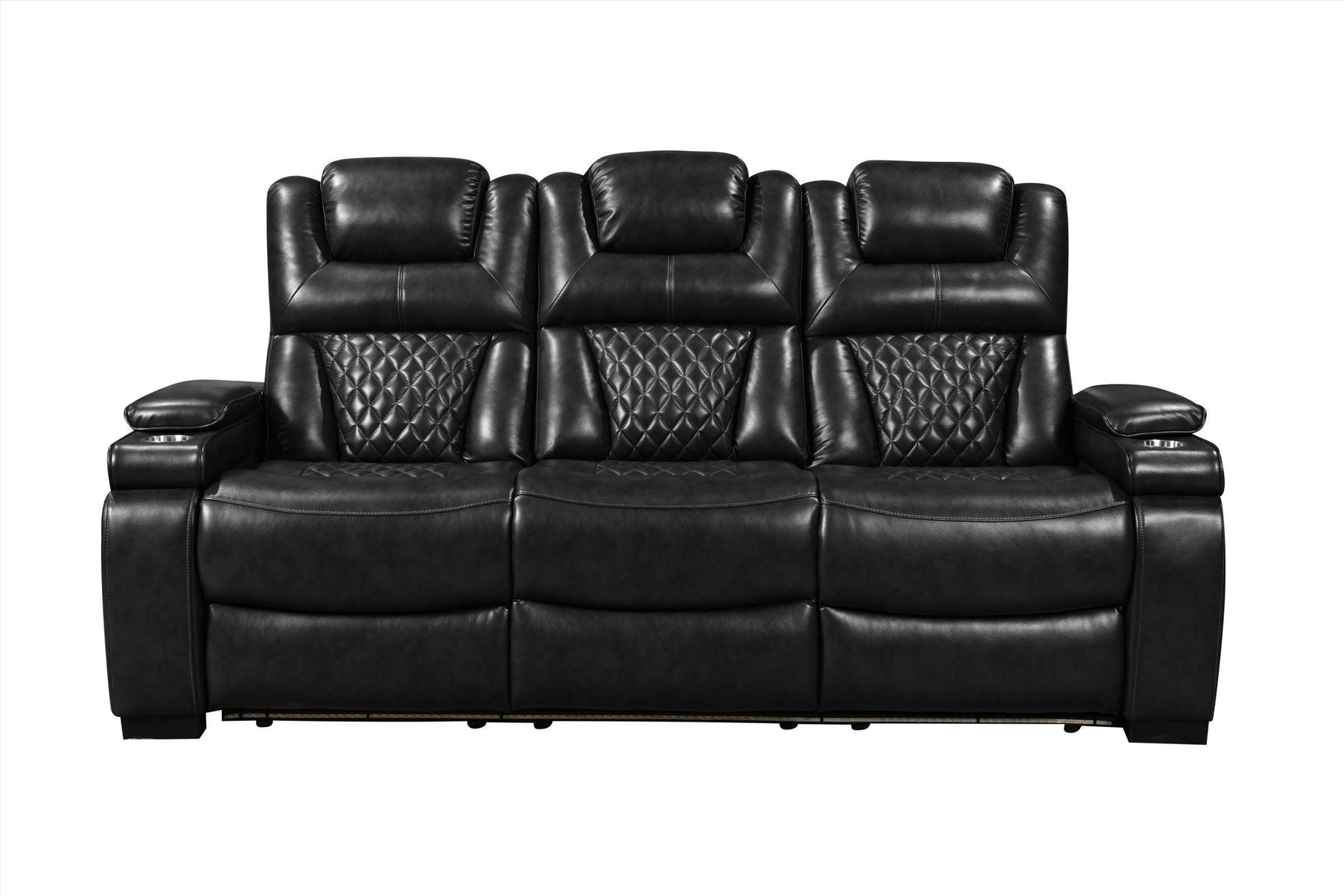 Woodland Black 3-Piece Power Reclining Set side view showing recliner